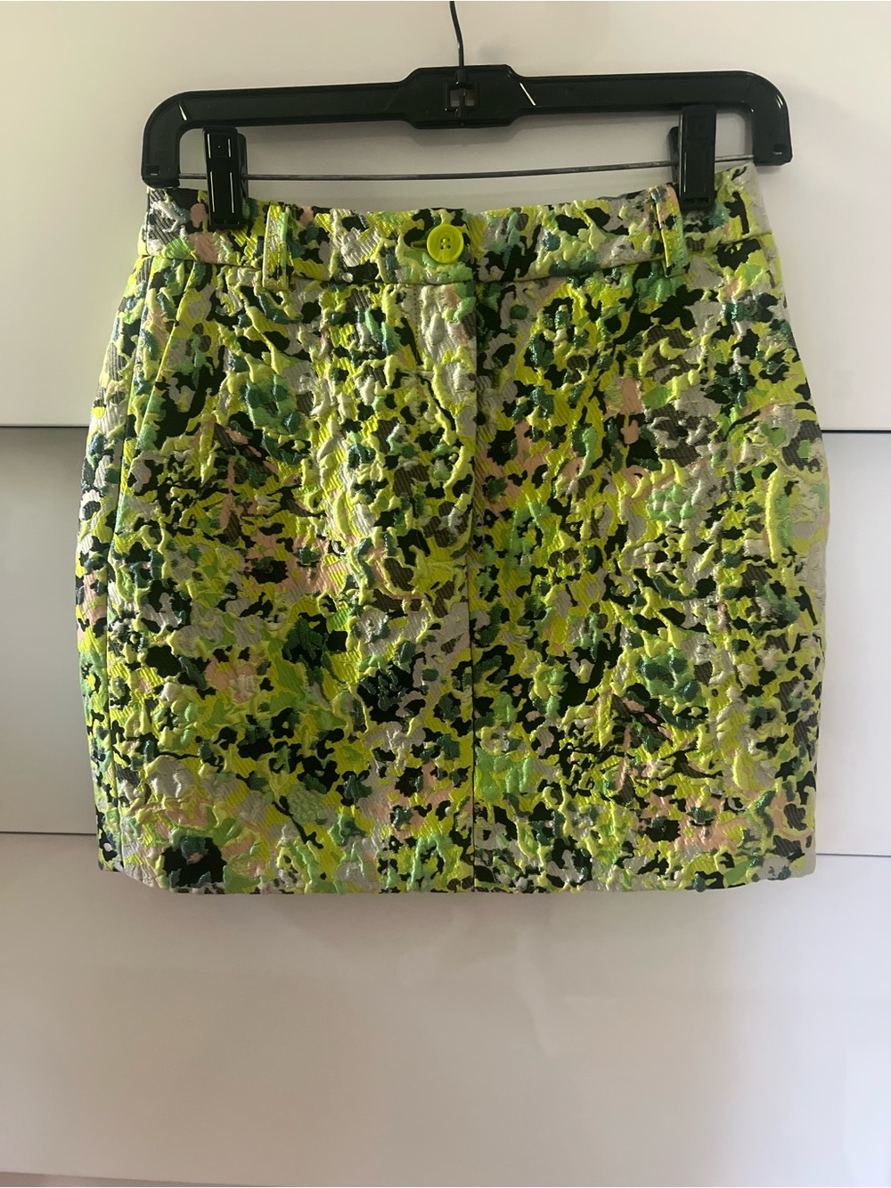 Essentiel Antwerp Women’s Neon Floral Jacquard Mini Skirt - Lime Green
